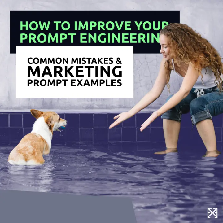 Woman with Dog in Pool asking for dog to bring toy - Thumbnail Common Mistakes in Prompt Enginering