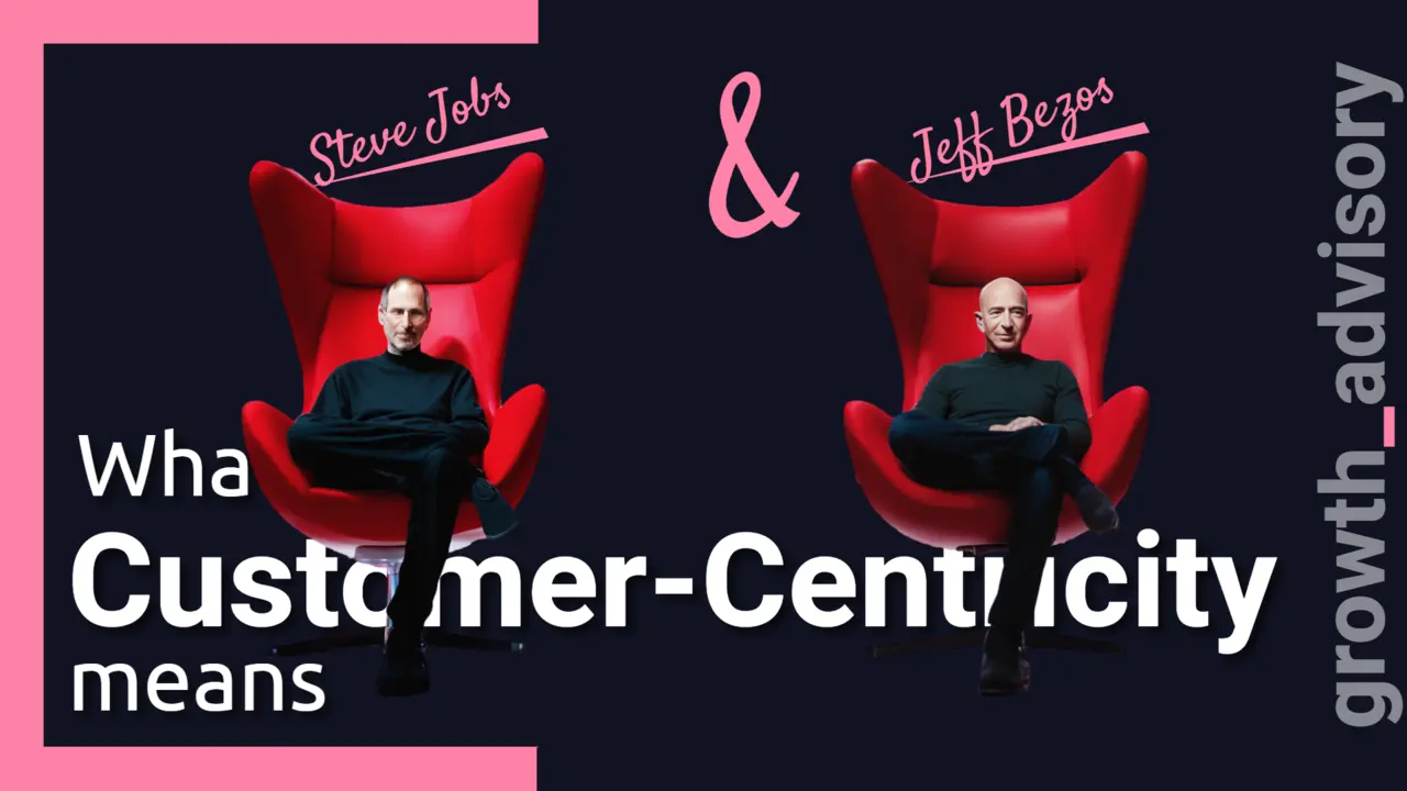 Steve Jobs and Jeff Bezos in red chairs at Recode Decode