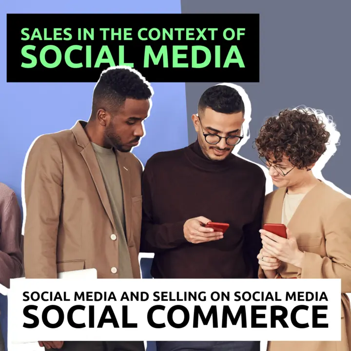 Thumbnail of a diverse group of people with their digital devices doing social commerce