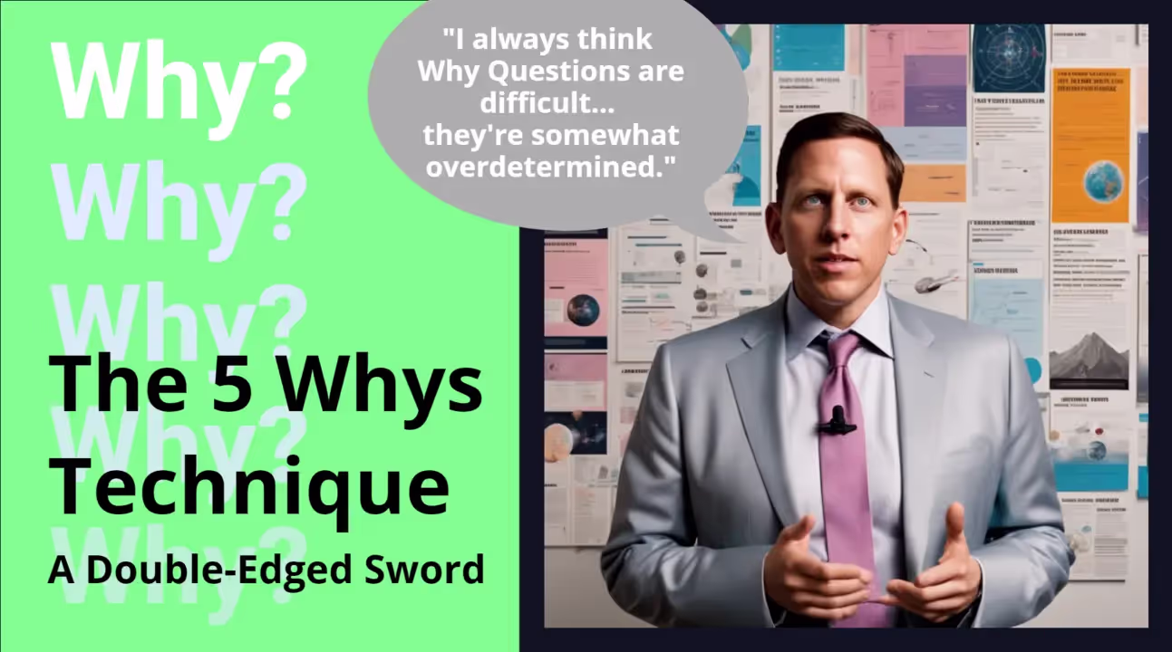 Peter Thiel spricht vor einer Wand mit Postern mit wissenschaftlichen Errungenschaften