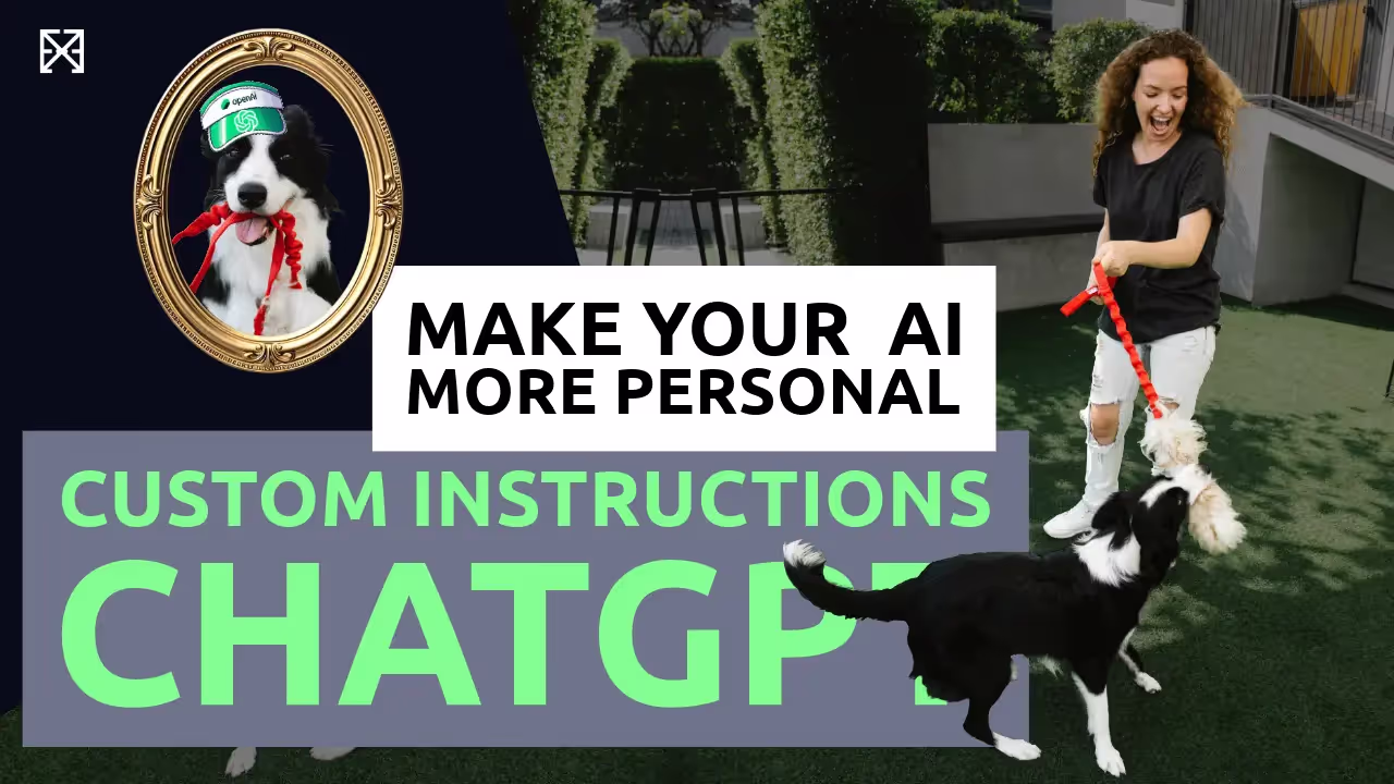 YouTube Thumbnail depicting a woman training a dog wearing an OpenAI ChatGPT cap.