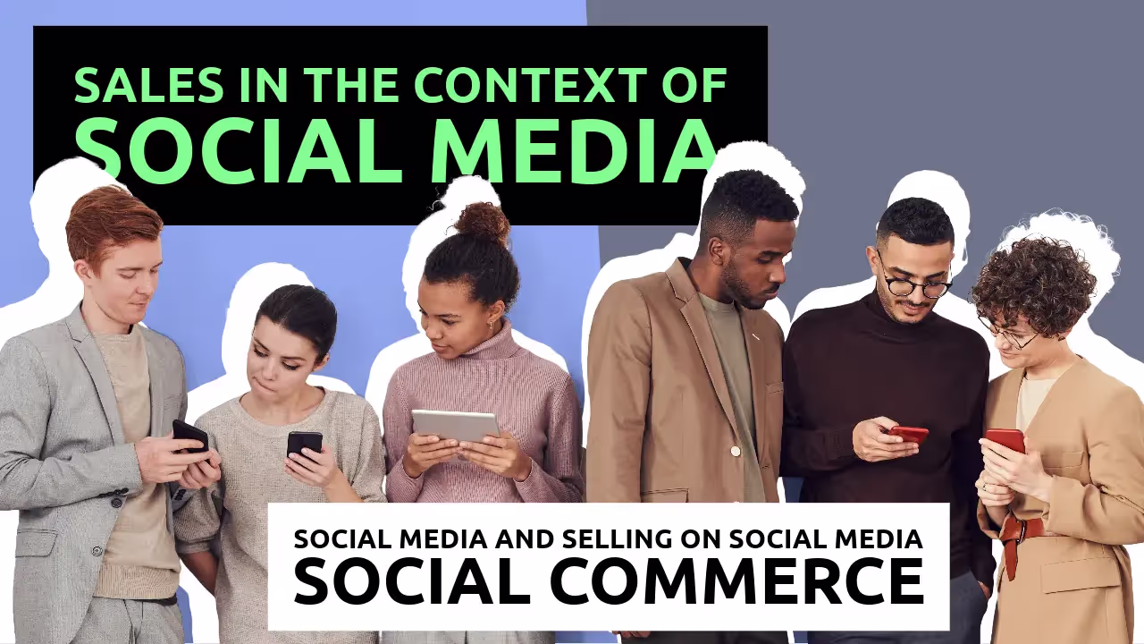 Thumbnail of a diverse group of people with their digital devices doing social commerce