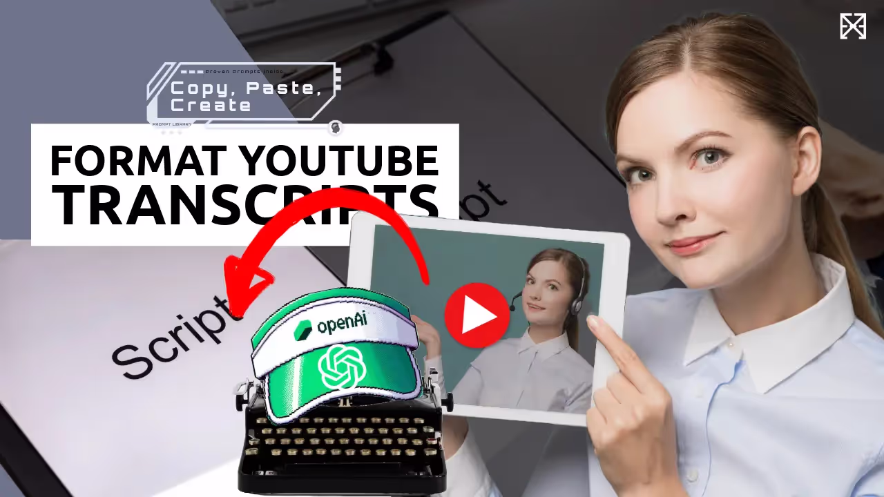 Business Woman showing a YouTube video and a typewriter